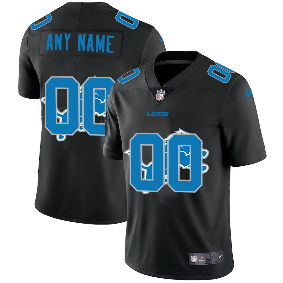 Wholesale Detroit Lions Custom Men Nike Team Logo Dual Overlap Limited NFL Jersey Black->customized nfl jersey->Custom Jersey